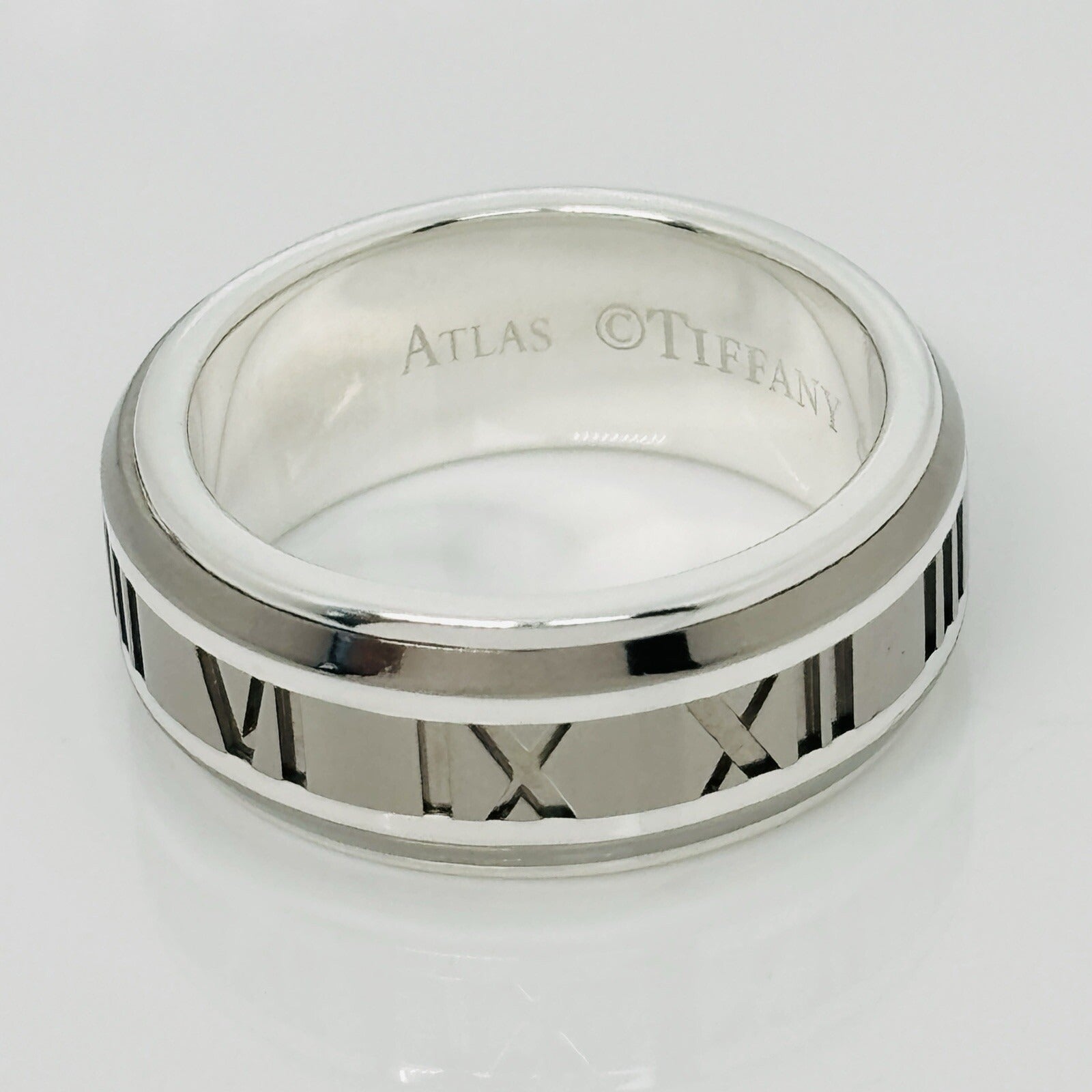 Size 9 RARE Tiffany Atlas Ring in Silver and Titanium Mens Unisex