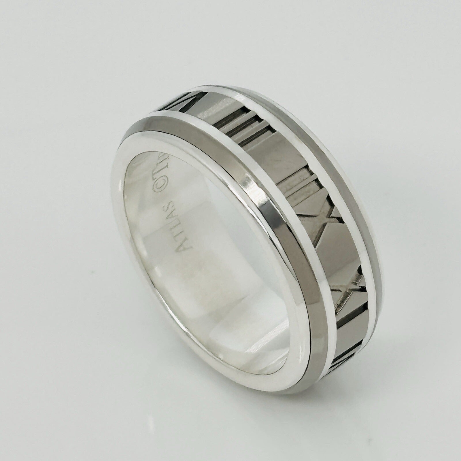 Size 9 RARE Tiffany Atlas Ring in Silver and Titanium Mens Unisex