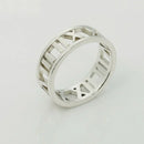 Tiffany & Co. Atlas Ring Size 12.5 Stencil Cutout Open Roman Numeral Band Mens Unisex-7