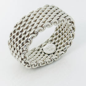Tiffany & Co. Somerset Mesh Weave Ring Size 6.5 in 925 Sterling Silver