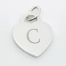 Tiffany Silver Letter C Alphabet Initial Heart Notes Engraved Charm Pendant-1