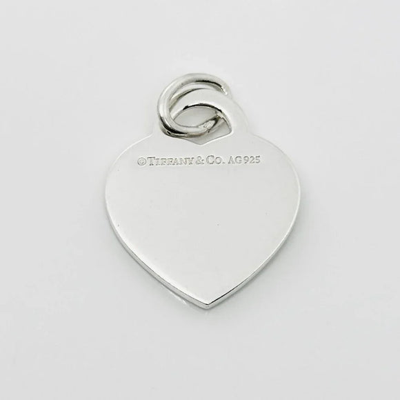 Tiffany Silver Letter C Alphabet Initial Heart Notes Engraved Charm Pendant