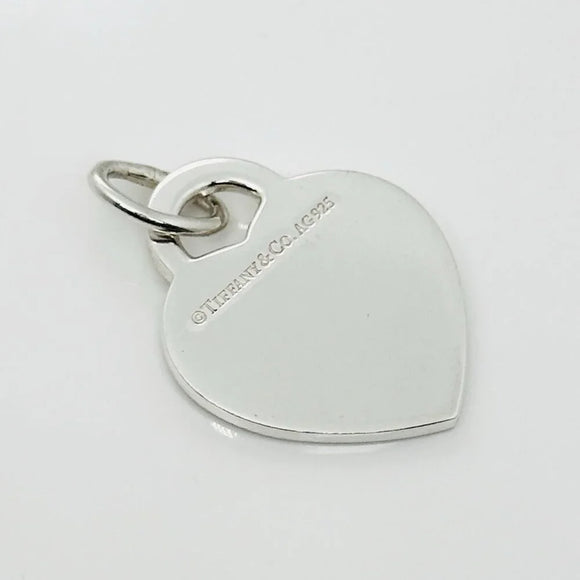 Tiffany Silver Letter C Alphabet Initial Heart Notes Engraved Charm Pendant