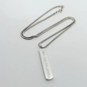 Tiffany & Co. 1837 Bar Dog Tag Pendant 18" Necklace Silver Snake Chain - 0