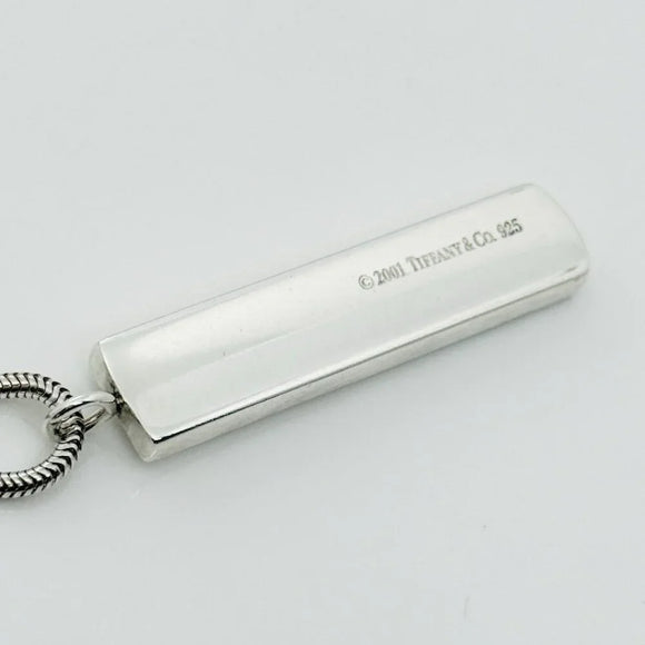 Tiffany & Co. 1837 Bar Dog Tag Pendant 18" Necklace Silver Snake Chain