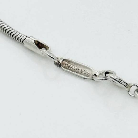 Tiffany & Co. 1837 Bar Dog Tag Pendant 18" Necklace Silver Snake Chain