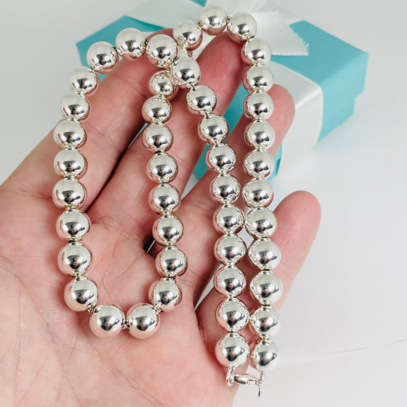 18.5" Tiffany HardWear Bead Ball Necklace 10mm Beads in Sterling Silver