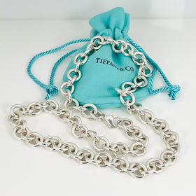 22" Tiffany Round Large Link Rolo Necklace in Silver - Mens Unisex