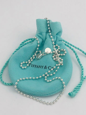24" Tiffany & Co Bead Necklace Dog Chain - Men's Unisex in Sterling Silver