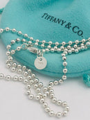 24" Tiffany & Co Bead Necklace Dog Chain - Men's Unisex in Sterling Silver-3