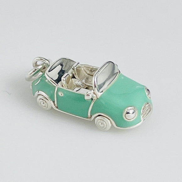 RARE Tiffany & Co Convertible Car Charm or Pendant in Blue Enamel