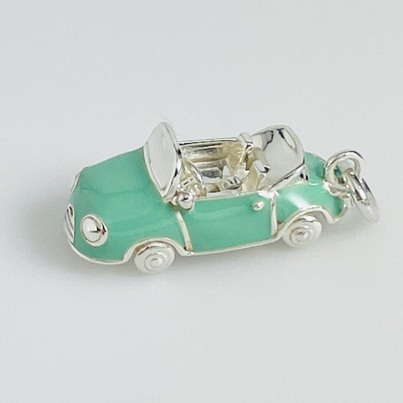 RARE Tiffany & Co Convertible Car Charm or Pendant in Blue Enamel
