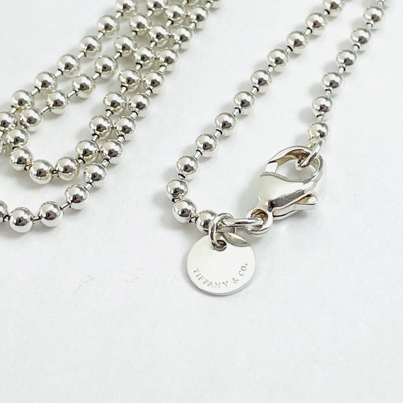 16" Tiffany & Co Bead Necklace Dog Chain in Sterling Silver