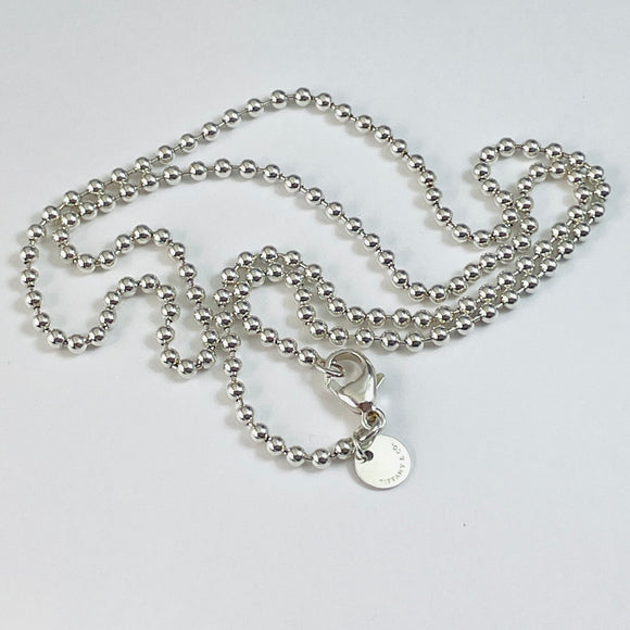 16" Tiffany & Co Bead Necklace Dog Chain in Sterling Silver
