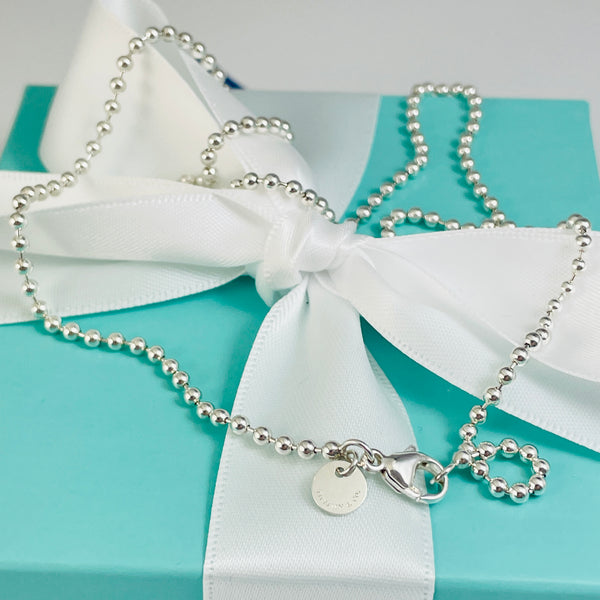 24" Tiffany & Co Bead Necklace Dog Chain - Men's Unisex in Sterling Silver - 4