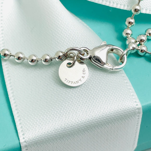 26" Tiffany & Co Bead Necklace Dog Chain - Men's Unisex in Sterling Silver