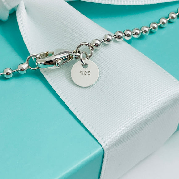 24" Tiffany & Co Bead Necklace Dog Chain - Men's Unisex in Sterling Silver