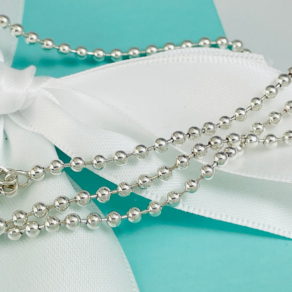 20" Tiffany & Co Bead Necklace Dog Chain - Men's Unisex in Sterling Silver