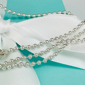 24" Tiffany & Co Bead Necklace Dog Chain - Men's Unisex in Sterling Silver