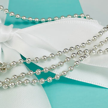 24" Tiffany & Co Bead Necklace Dog Chain - Men's Unisex in Sterling Silver