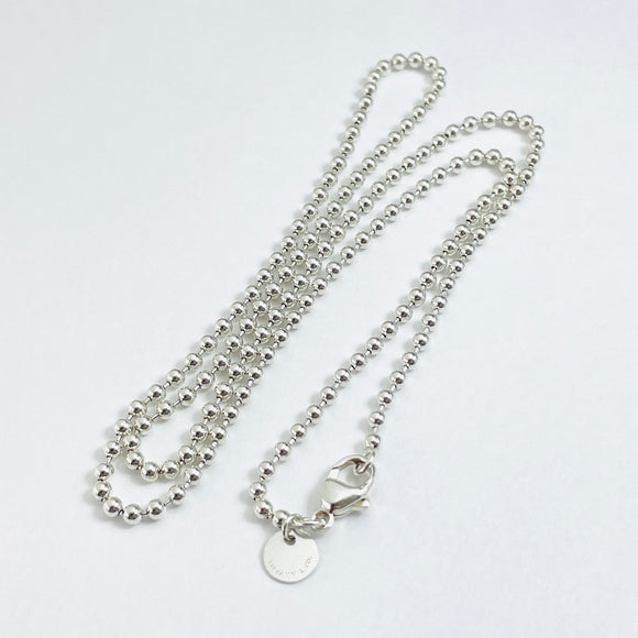 16" Tiffany & Co Bead Necklace Dog Chain in Sterling Silver