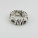 Size 8.5 Tiffany & Co Somerset Ring in Sterling Silver Mesh Weave Flexible Unisex-5