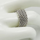 Size 8.5 Tiffany & Co Somerset Ring in Sterling Silver Mesh Weave Flexible Unisex-1