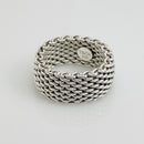 Size 8.5 Tiffany & Co Somerset Ring in Sterling Silver Mesh Weave Flexible Unisex-3