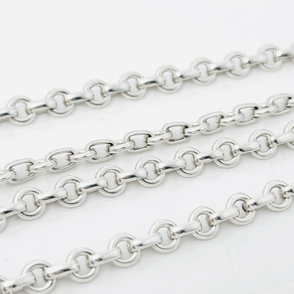 Tiffany 22" Mens Unisex Silver Large Round Oval 6mm Link Rolo Chain Necklace