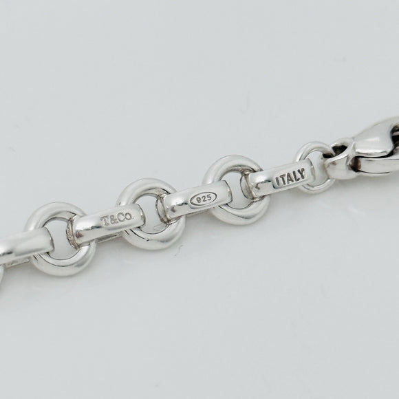 Tiffany 22" Mens Unisex Silver Large Round Oval 6mm Link Rolo Chain Necklace