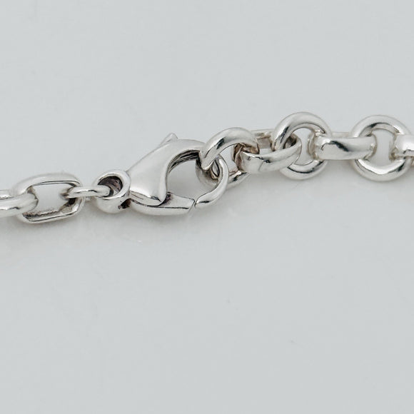 Tiffany 22" Mens Unisex Silver Large Round Oval 6mm Link Rolo Chain Necklace