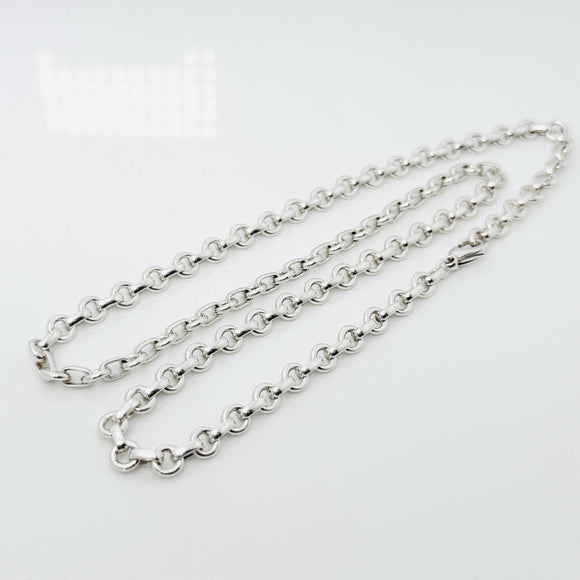 Tiffany 22" Mens Unisex Silver Large Round Oval 6mm Link Rolo Chain Necklace