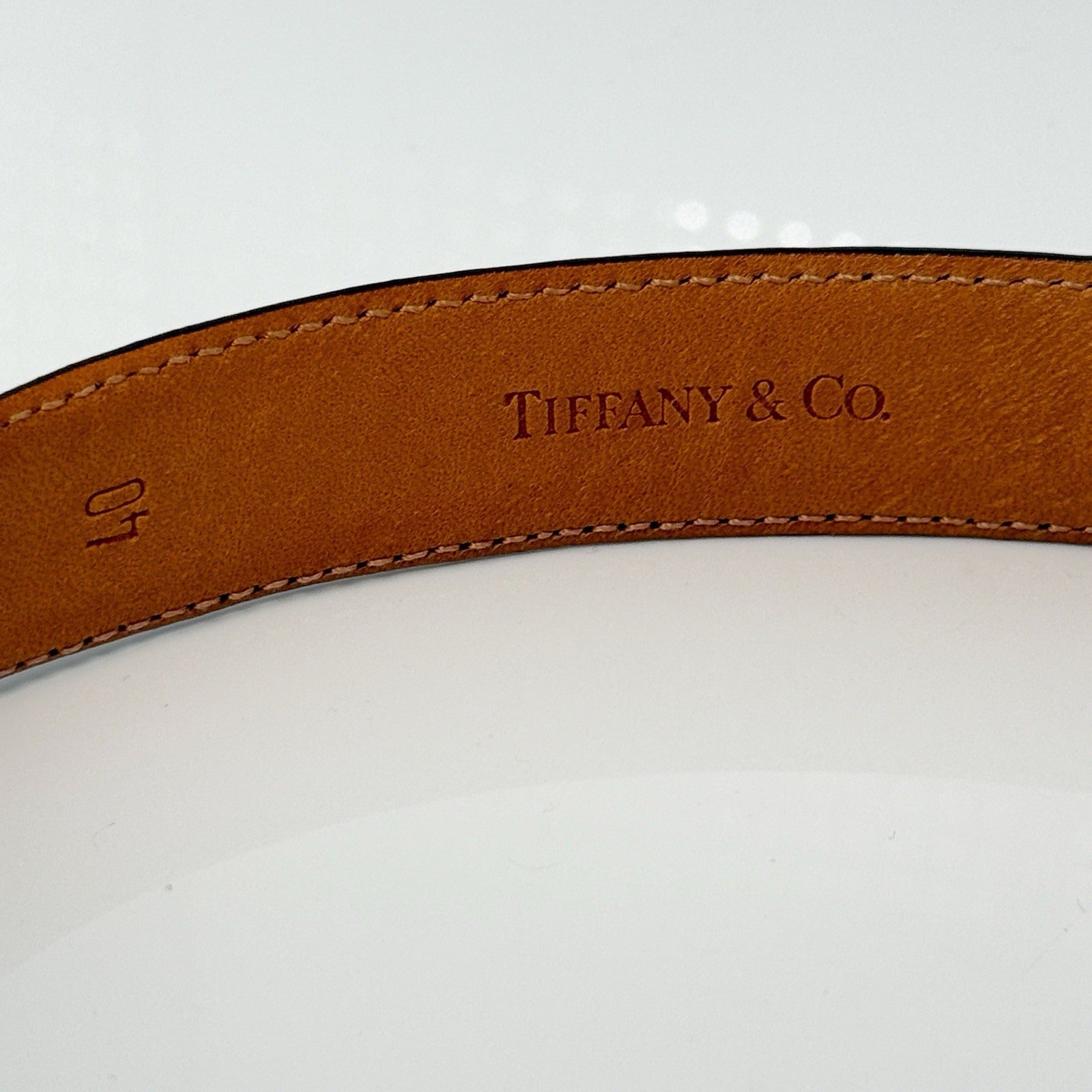 Tiffany Black Leather Mens Belt Size 40. Model 7300 01