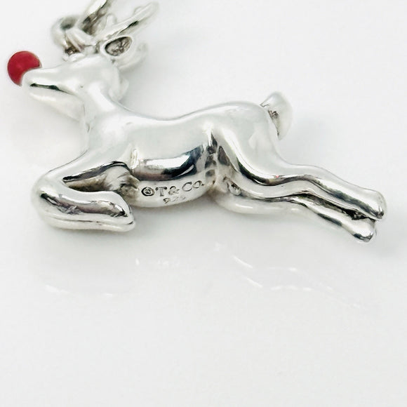 Tiffany & Co. Rudolph Red Nose Reindeer Christmas Charm in Red Enamel