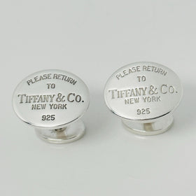 Please Return to Tiffany Oval Cufflinks in Sterling Silver