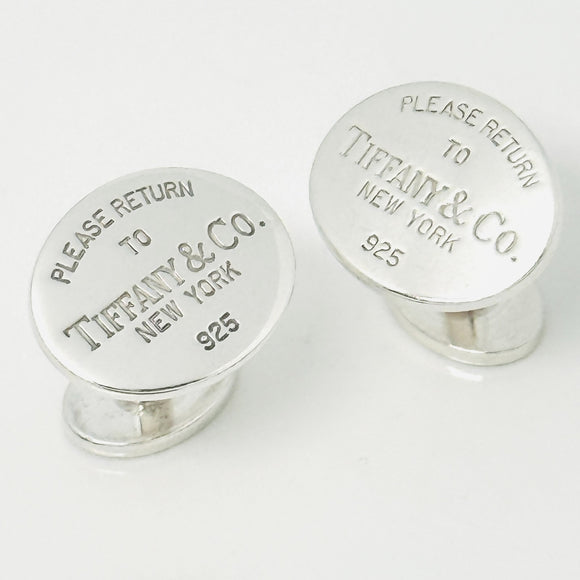 Please Return to Tiffany Oval Cufflinks in Sterling Silver