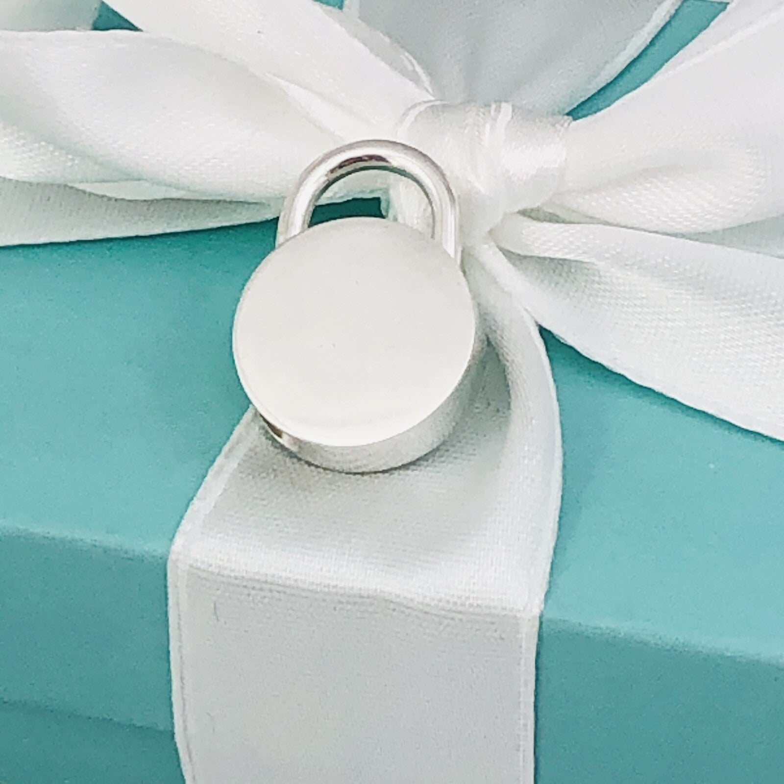 Tiffany & Co Sterling Silver Round Blank Padlock Lock Charm Engravable