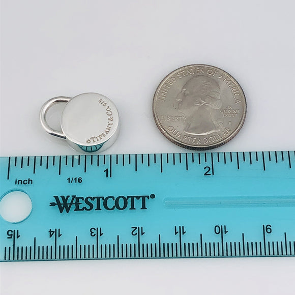 Tiffany & Co Sterling Silver Round Blank Padlock Lock Charm Engravable