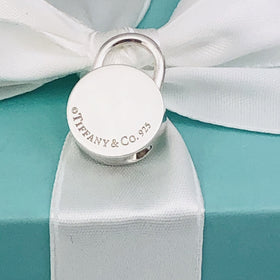 Tiffany & Co Sterling Silver Round Blank Padlock Lock Charm Engravable