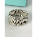 Size 6 Tiffany Somerset Ring Mesh Basket Weave in Sterling Silver With Blue Box-4