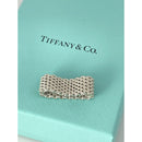 Size 6 Tiffany Somerset Ring Mesh Basket Weave in Sterling Silver With Blue Box-5