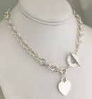 18" Tiffany & Co Silver Classic Blank Heart Tag Toggle Necklace in Silver-2