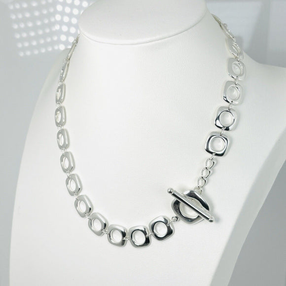 16.5" Cushion Pendant Toggle Necklace in Sterling Silver