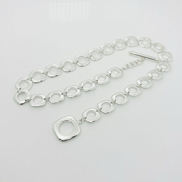 16.5" Cushion Pendant Toggle Necklace in Sterling Silver