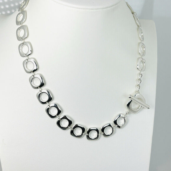 16.5" Cushion Pendant Toggle Necklace in Sterling Silver