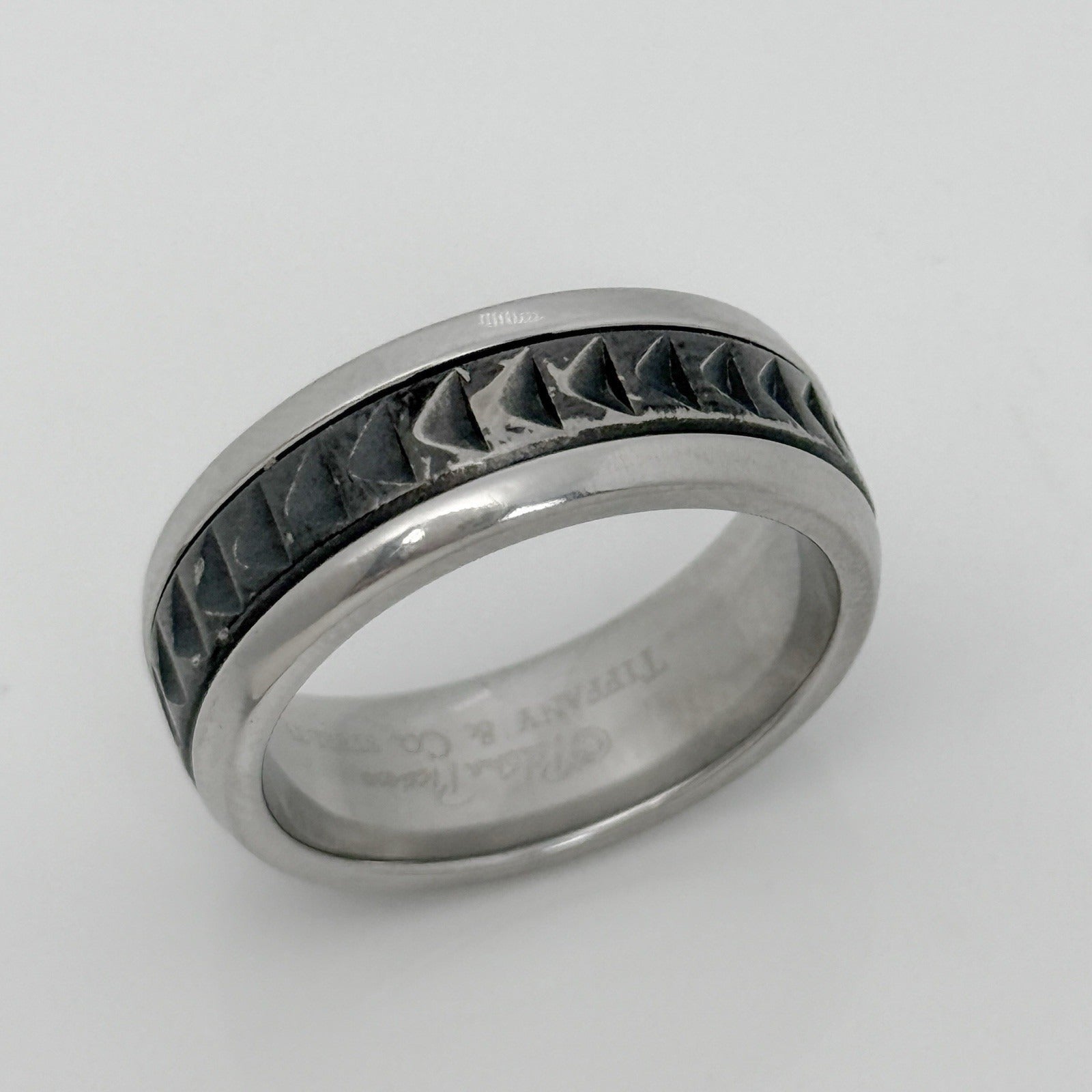 Size 9 Tiffany Caliper Ring Paloma Picasso Black Titanium Steel Mens Unisex
