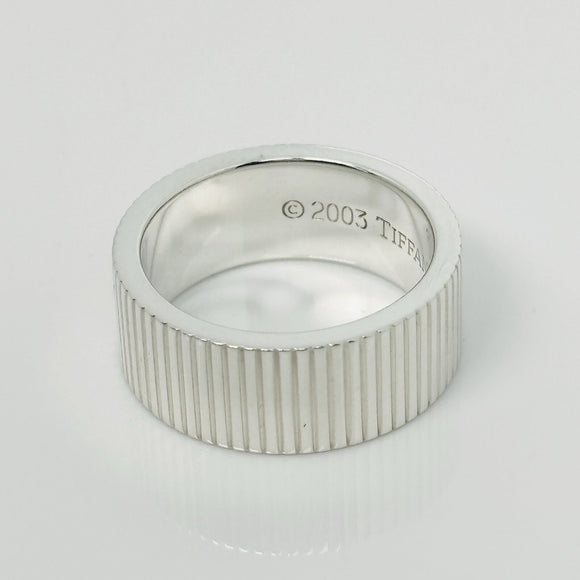 Size 4.5 Tiffany & Co Coin Edge Ring in Sterling Silver Mens Pinky Ring