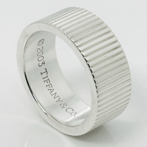 Size 4.5 Tiffany & Co Coin Edge Ring in Sterling Silver Mens Pinky Ring
