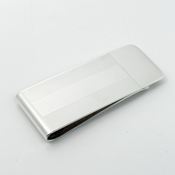 Tiffany & Co Machine Turned Pin Stripe Engravable ID Money Clip in Silver