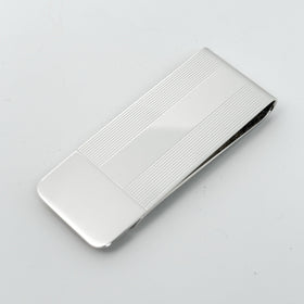 Tiffany & Co Machine Turned Pin Stripe Engravable ID Money Clip in Silver - 0